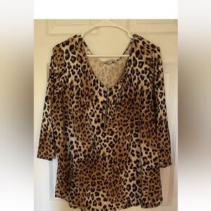 Green Envelope Leopard Print Top